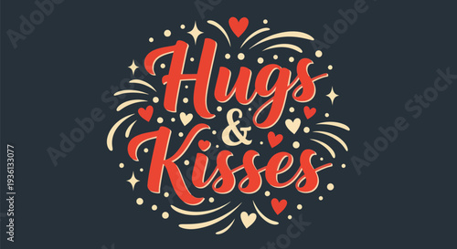 Hugs and kisses decorative vector design