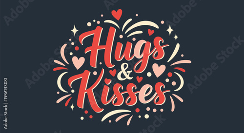 Hugs and kisses decorative vector design