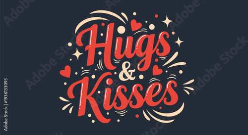 Hugs and kisses decorative vector design
