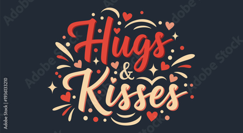 Hugs and kisses decorative vector design