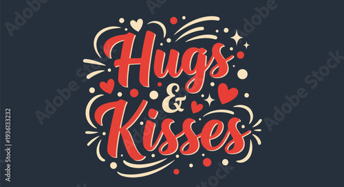 Hugs and kisses decorative vector design