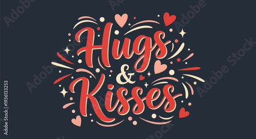 Hugs and kisses decorative vector design