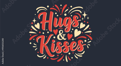 Hugs and kisses decorative vector design
