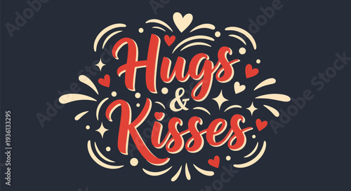 Hugs and kisses decorative vector design