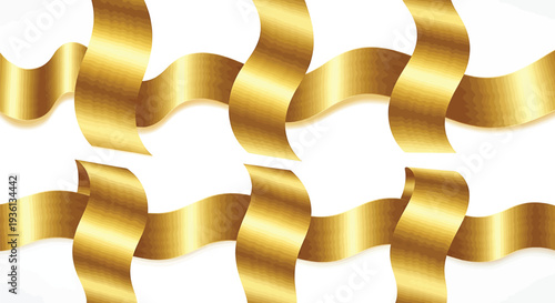 Illustration of golden ribbons in a wavy pattern for decoration and celebration