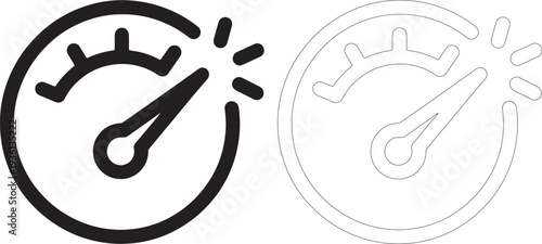 Black and white speedometer gauge with radiating lines