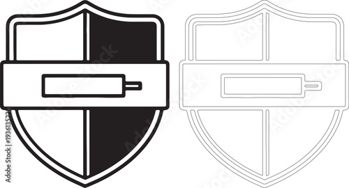 Black and white shield with horizontal band emblem