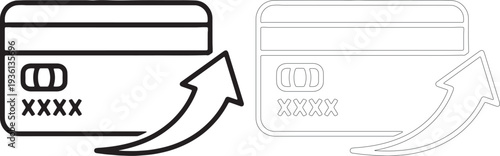 Black and white credit card with arrows silhouette