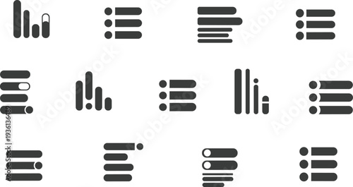 Minimal User Interface List Menu Icon Set for Website Navigation, Text Layout, Bullet Lists, Dashboard UI Elements and Mobile App Interface Design