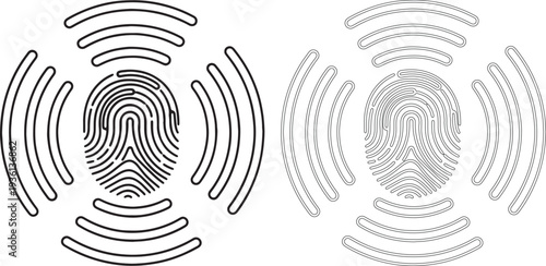 Thin line of a fin silhouette black