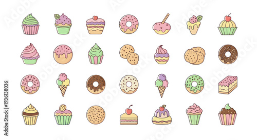 Assorted colorful desserts and sweets collection
