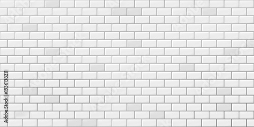 Subway tile background. Abstract geometric vector illustration. White ceramic wall brick texture