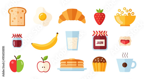 Breakfast food and beverage icons