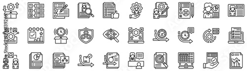 Agile Methodology icons collection. Vector illustration. Release, Requirement, Process Growth, Workflow Steps, Task Management. Pro Vector