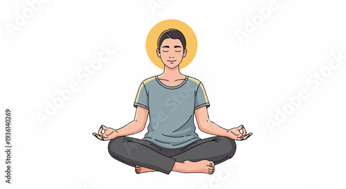 Woman Meditating in Lotus Position.