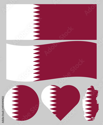 Collection of Qatar Flag Asian Country