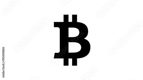 Flat black silhouette of the Bitcoin symbol, representing the world's first and most well-known cryptocurrency and digital asset.