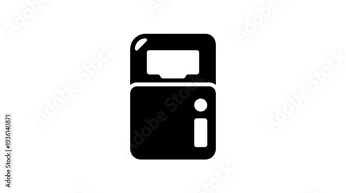 Flat black silhouette icon of a hardware wallet device, representing secure digital asset storage and cryptocurrency management.