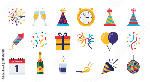 Celebration elements set in flat design