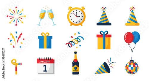 Celebration icons party decorations and symbols