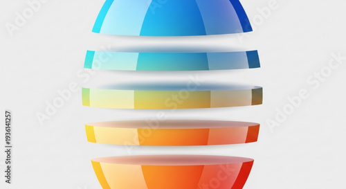 Colorful abstract 3d spiral design with gradient layers and smooth reflections on a white background for modern graphic elements