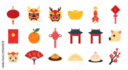 Chinese new year festive icons