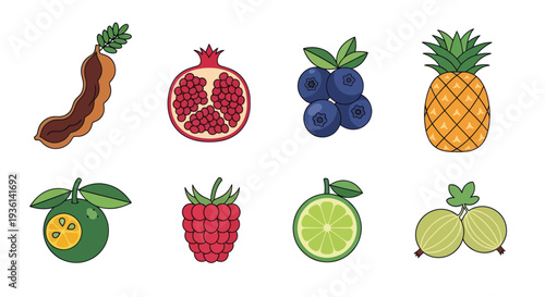 Colorful assortment of fresh fruits