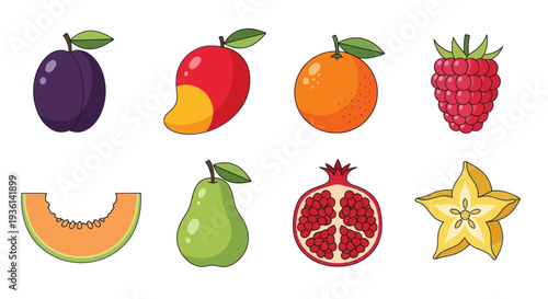 Colorful cartoon fruits illustration