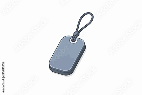 Modern minimalist grey tag with flexible loop, perfect for personal identification, secure access control, or as a stylized digital wallet key fob accessory