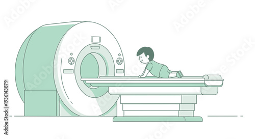 Child undergoing MRI scan in a modern medical imaging center