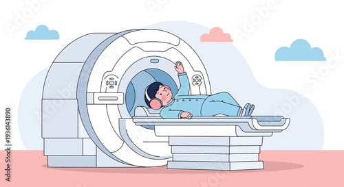 Child Undergoing MRI Scan in Modern Medical Equipment, Friendly Atmosphere