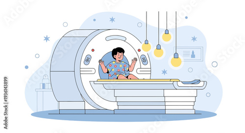 Child Undergoing MRI Scan in Modern Medical Imaging Center