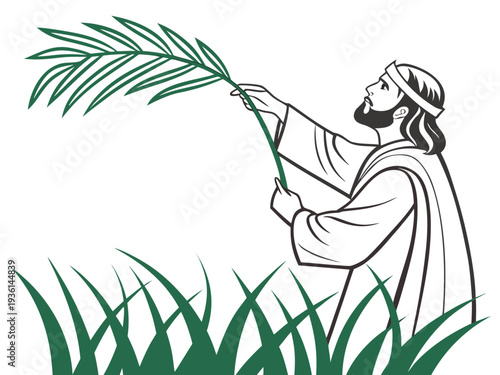 A person harvesting crops amidst tall green plants in a serene outdoor setting