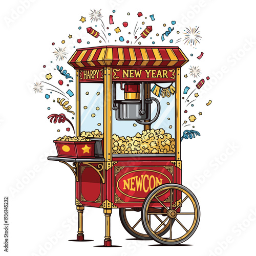 New Years Popcorn Carton Machine Vendor.