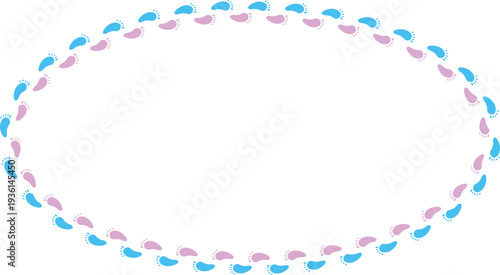 ovel children kid feetprint frame line
