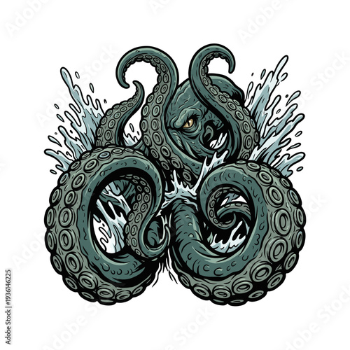 Wallpaper Mural Kraken Tentacle Rising Dramatic Underwater artwork Torontodigital.ca