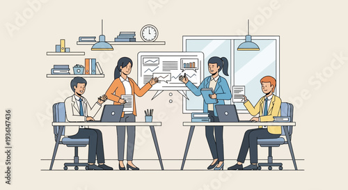 Team Collaboration in Modern Office Setting.