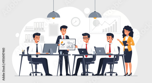 Business Team Meeting with Colleagues Discussing.