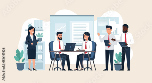 Business Professionals Working Together in Office.