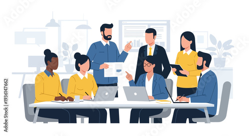 Business Team Meeting with Colleagues Collaborating.