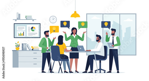 Team Meeting with Colleagues Discussing Ideas.