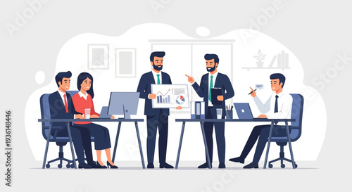 Business Professionals Discussing Project in Meeting Room.