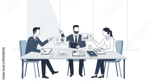 Business Professionals Meeting Around Table Discussing.