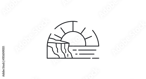 Coastal sunrise minimalist illustration