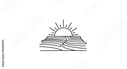 Abstract mountain landscape sun illustration