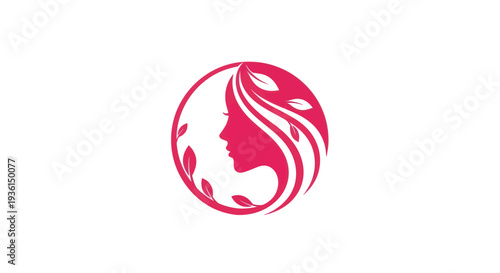 Beauty woman silhouette with leaf elements