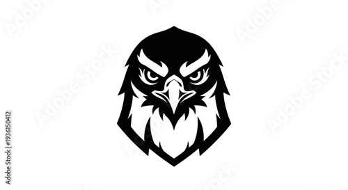 Bold eagle head silhouette on white