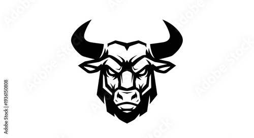 Bull head graphic in black and white