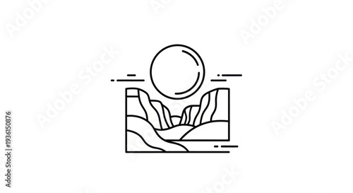 Canyon landscape line art illustration