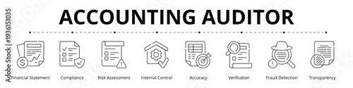 Accounting Auditor Line Banner Web Icon Set Vector Illustration